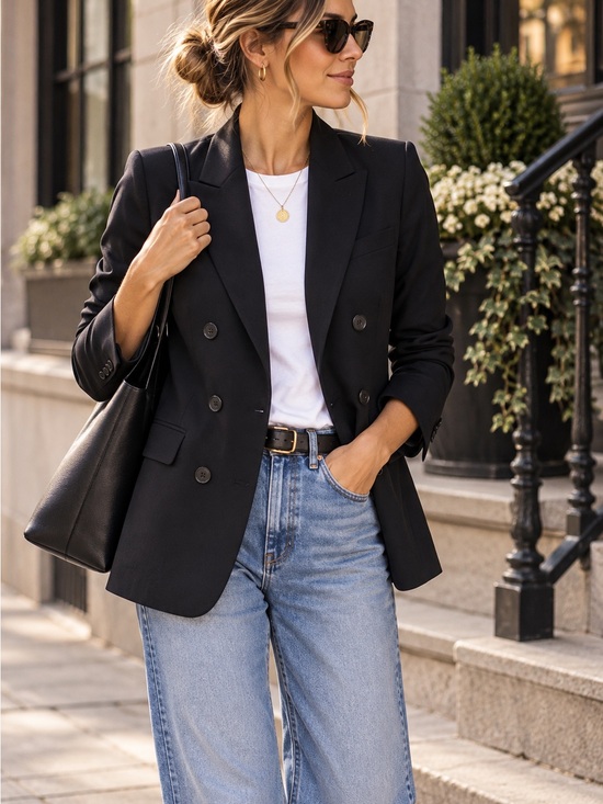 Theory Jackets & Blazers - Theory Gilda Tailor 96% Wool Double Breasted Blazer in Black Size 2